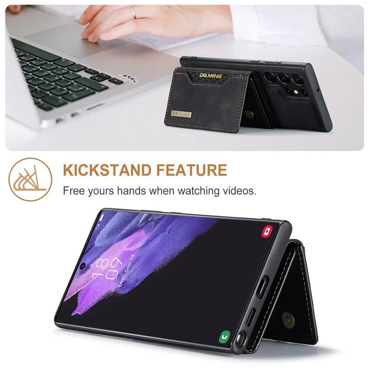 DG.MING M2 Series for Samsung Galaxy S24 Ultra Case Kickstand Cover with Detachable Magnetic Wallet