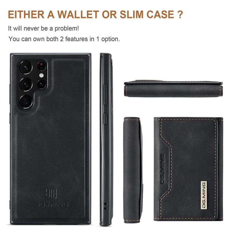 DG.MING M2 Series for Samsung Galaxy S24 Ultra Case Kickstand Cover with Detachable Magnetic Wallet