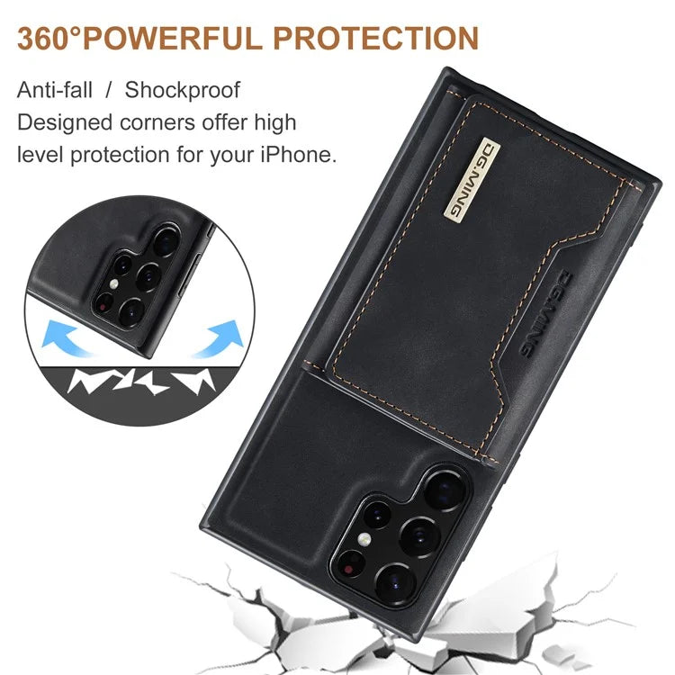 DG.MING M2 Series for Samsung Galaxy S24 Ultra Case Kickstand Cover with Detachable Magnetic Wallet