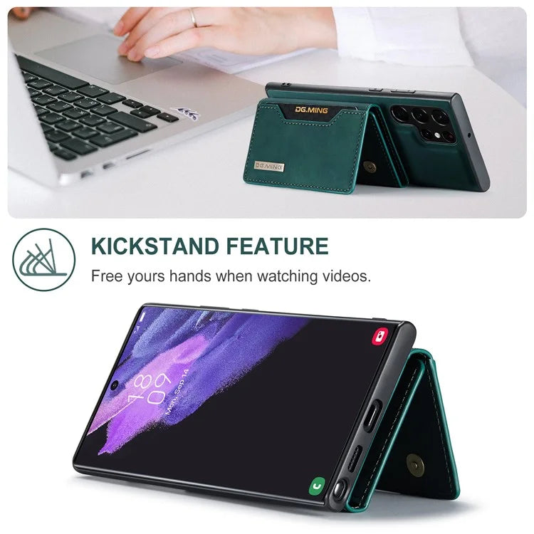DG.MING M2 Series for Samsung Galaxy S24 Ultra Case Kickstand Cover with Detachable Magnetic Wallet