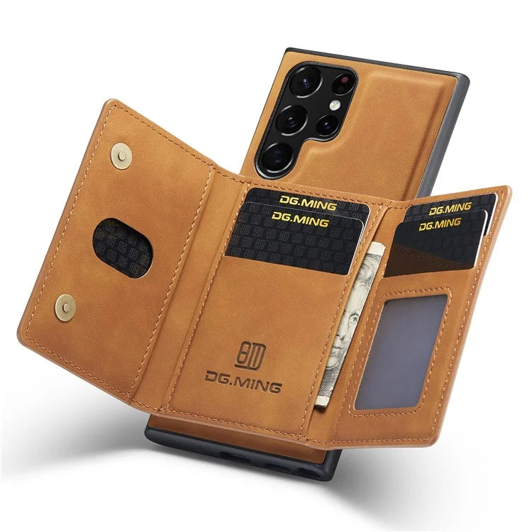 DG.MING M2 Series for Samsung Galaxy S24 Ultra Case Kickstand Cover with Detachable Magnetic Wallet