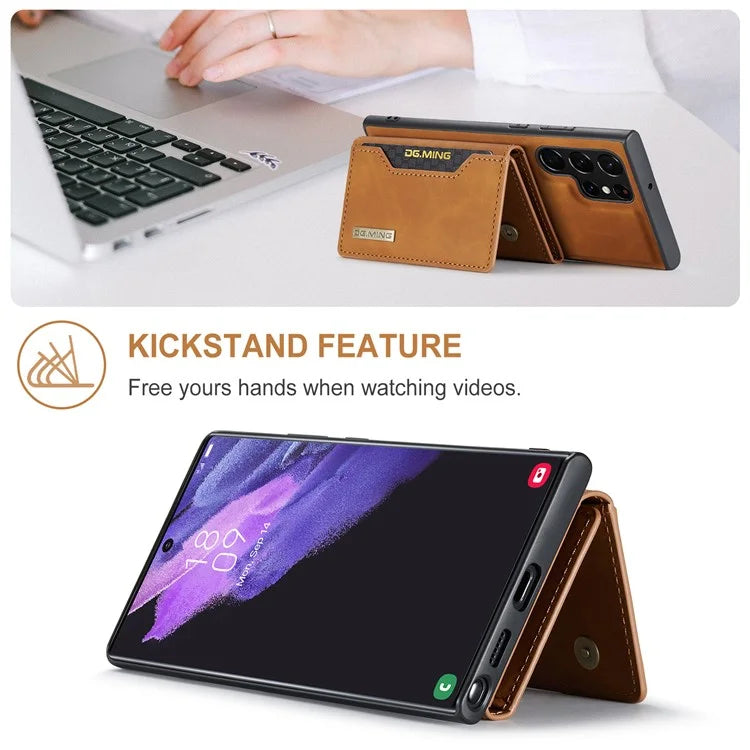 DG.MING M2 Series for Samsung Galaxy S24 Ultra Case Kickstand Cover with Detachable Magnetic Wallet