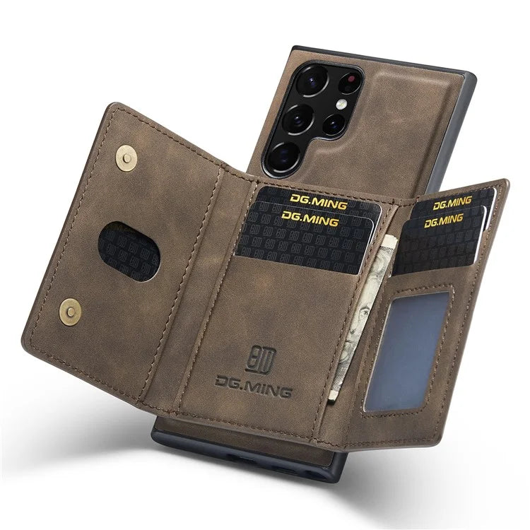 DG.MING M2 Series for Samsung Galaxy S24 Ultra Case Kickstand Cover with Detachable Magnetic Wallet