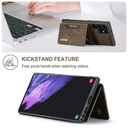 DG.MING M2 Series for Samsung Galaxy S24 Ultra Case Kickstand Cover with Detachable Magnetic Wallet