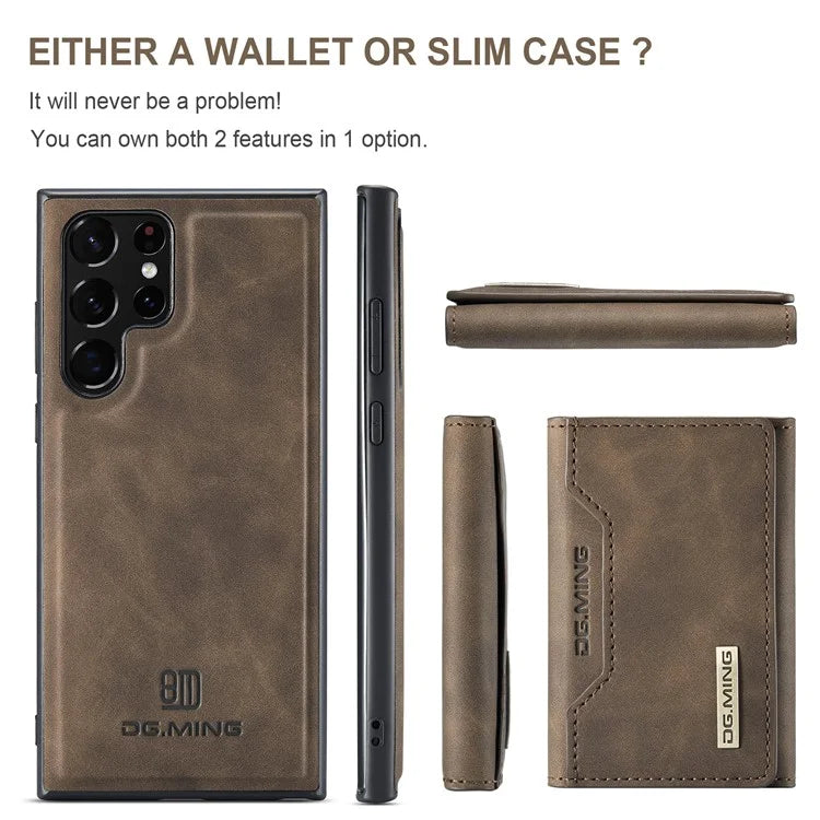 DG.MING M2 Series for Samsung Galaxy S24 Ultra Case Kickstand Cover with Detachable Magnetic Wallet