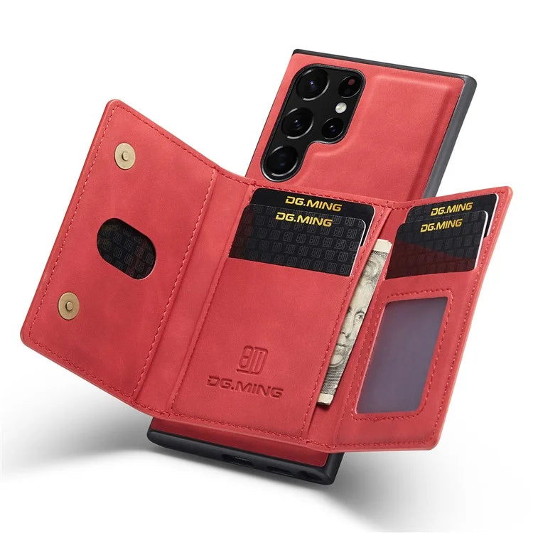 DG.MING M2 Series for Samsung Galaxy S24 Ultra Case Kickstand Cover with Detachable Magnetic Wallet