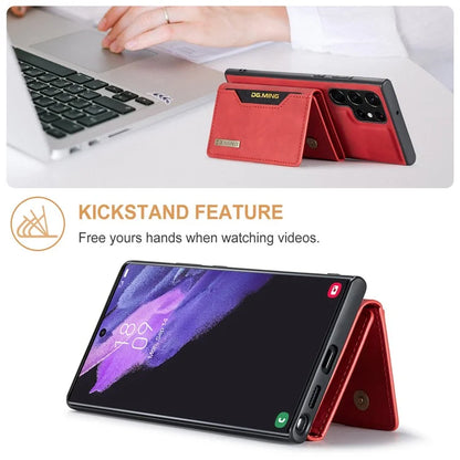 DG.MING M2 Series for Samsung Galaxy S24 Ultra Case Kickstand Cover with Detachable Magnetic Wallet