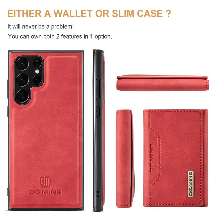 DG.MING M2 Series for Samsung Galaxy S24 Ultra Case Kickstand Cover with Detachable Magnetic Wallet