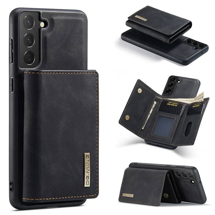 DG.MING M1 Series for Samsung Galaxy S24+ Case Magnetic Wallet Leather Coated PC+TPU Cover