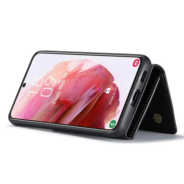 DG.MING M1 Series for Samsung Galaxy S24+ Case Magnetic Wallet Leather Coated PC+TPU Cover