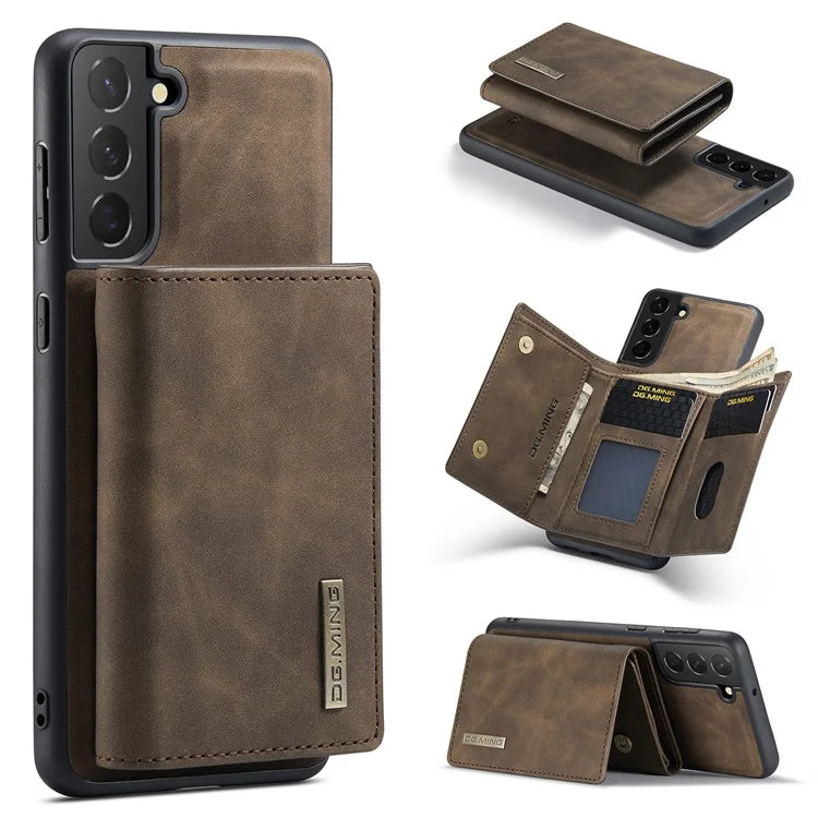DG.MING M1 Series for Samsung Galaxy S24+ Case Magnetic Wallet Leather Coated PC+TPU Cover