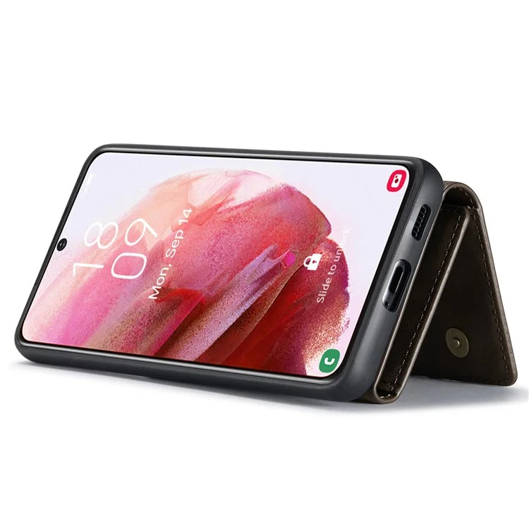 DG.MING M1 Series for Samsung Galaxy S24+ Case Magnetic Wallet Leather Coated PC+TPU Cover