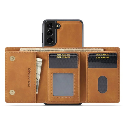 DG.MING M1 Series for Samsung Galaxy S24+ Case Magnetic Wallet Leather Coated PC+TPU Cover
