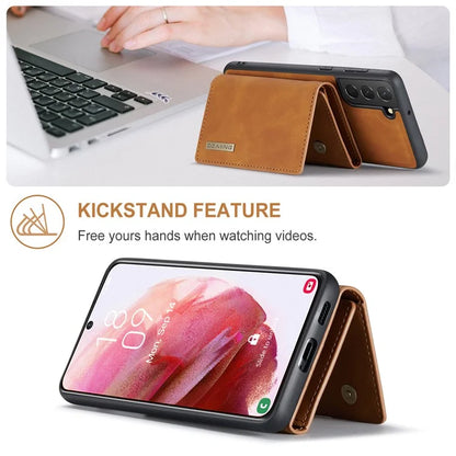 DG.MING M1 Series for Samsung Galaxy S24+ Case Magnetic Wallet Leather Coated PC+TPU Cover