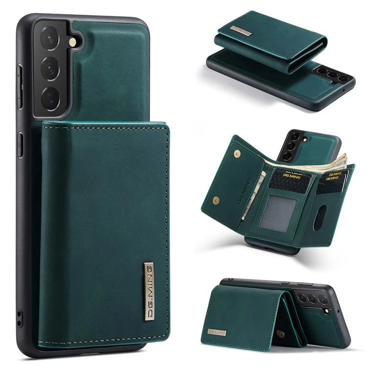 DG.MING M1 Series for Samsung Galaxy S24+ Case Magnetic Wallet Leather Coated PC+TPU Cover