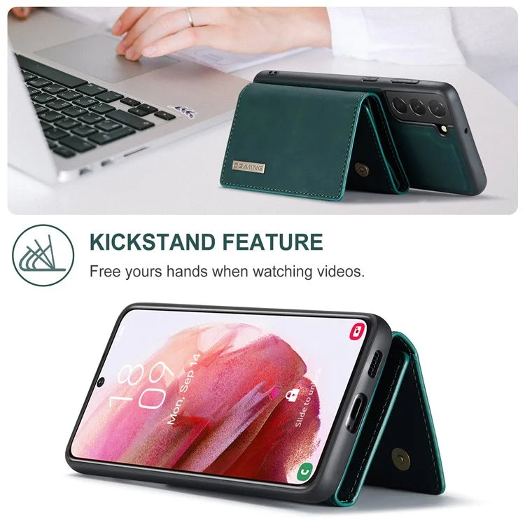 DG.MING M1 Series for Samsung Galaxy S24+ Case Magnetic Wallet Leather Coated PC+TPU Cover