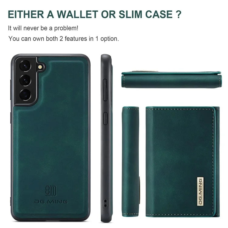 DG.MING M1 Series for Samsung Galaxy S24+ Case Magnetic Wallet Leather Coated PC+TPU Cover