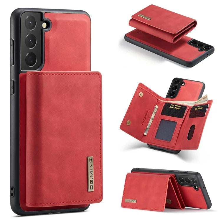 DG.MING M1 Series for Samsung Galaxy S24+ Case Magnetic Wallet Leather Coated PC+TPU Cover