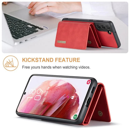 DG.MING M1 Series for Samsung Galaxy S24+ Case Magnetic Wallet Leather Coated PC+TPU Cover