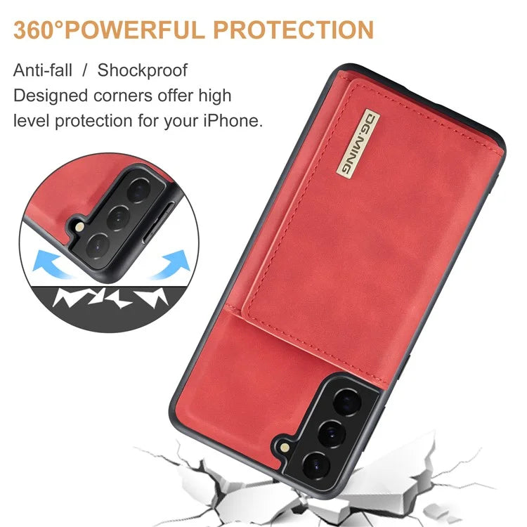 DG.MING M1 Series for Samsung Galaxy S24+ Case Magnetic Wallet Leather Coated PC+TPU Cover