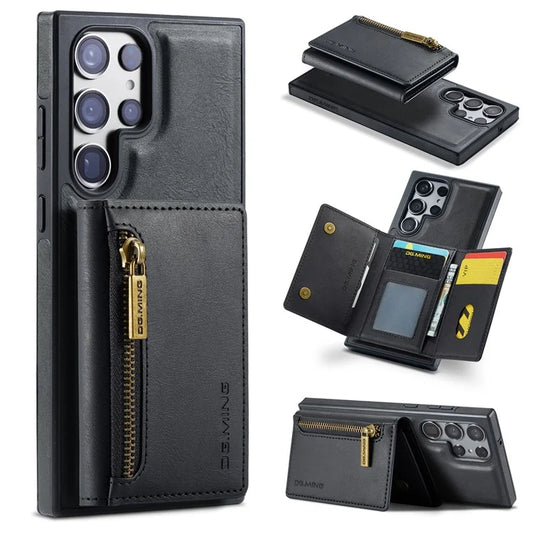 DG.MING M5 Series For Samsung Galaxy S23 Ultra Case Magnetic Zipper Wallet Phone Cover