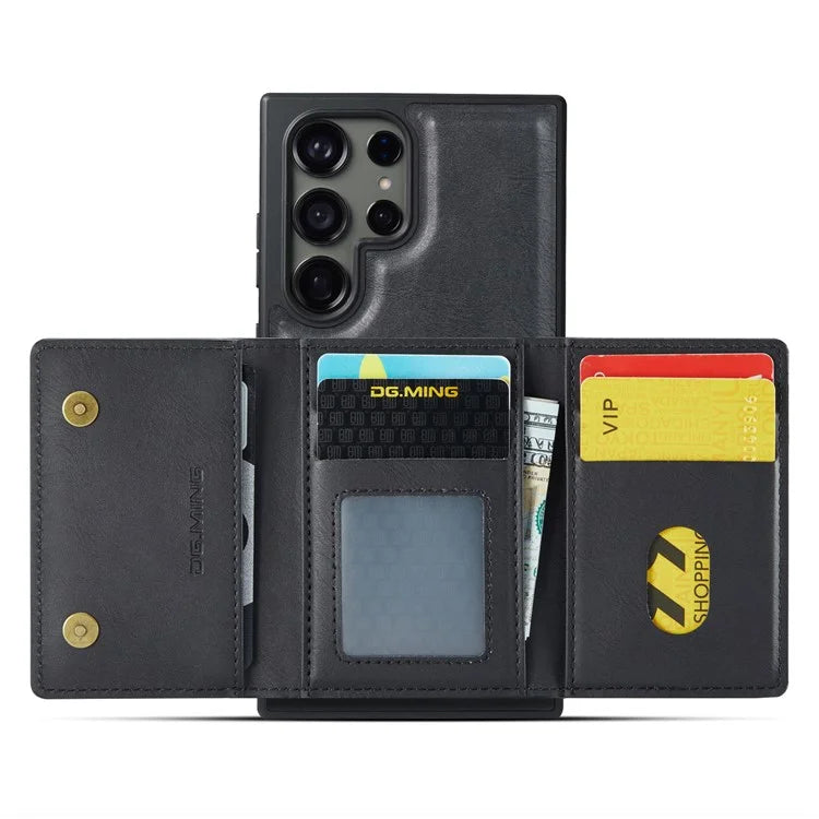 DG.MING M5 Series For Samsung Galaxy S23 Ultra Case Magnetic Zipper Wallet Phone Cover