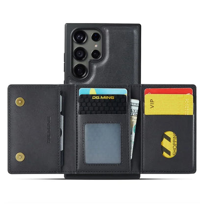 DG.MING M5 Series For Samsung Galaxy S23 Ultra Case Magnetic Zipper Wallet Phone Cover