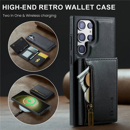 DG.MING M5 Series For Samsung Galaxy S23 Ultra Case Magnetic Zipper Wallet Phone Cover