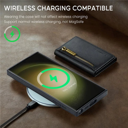 DG.MING M5 Series For Samsung Galaxy S23 Ultra Case Magnetic Zipper Wallet Phone Cover