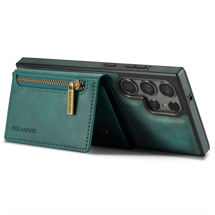 DG.MING M5 Series For Samsung Galaxy S23 Ultra Case Magnetic Zipper Wallet Phone Cover