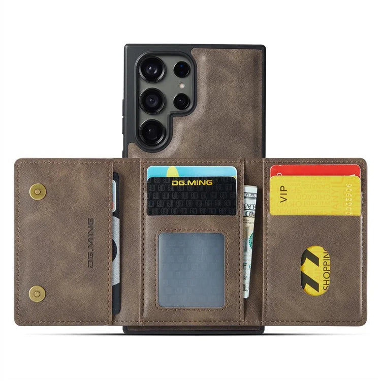 DG.MING M5 Series For Samsung Galaxy S23 Ultra Case Magnetic Zipper Wallet Phone Cover
