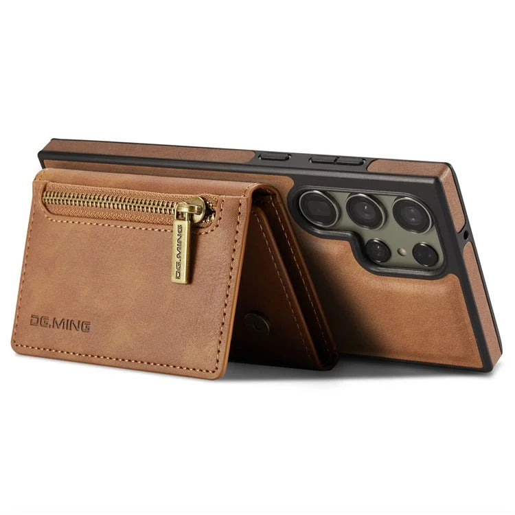 DG.MING M5 Series For Samsung Galaxy S23 Ultra Case Magnetic Zipper Wallet Phone Cover