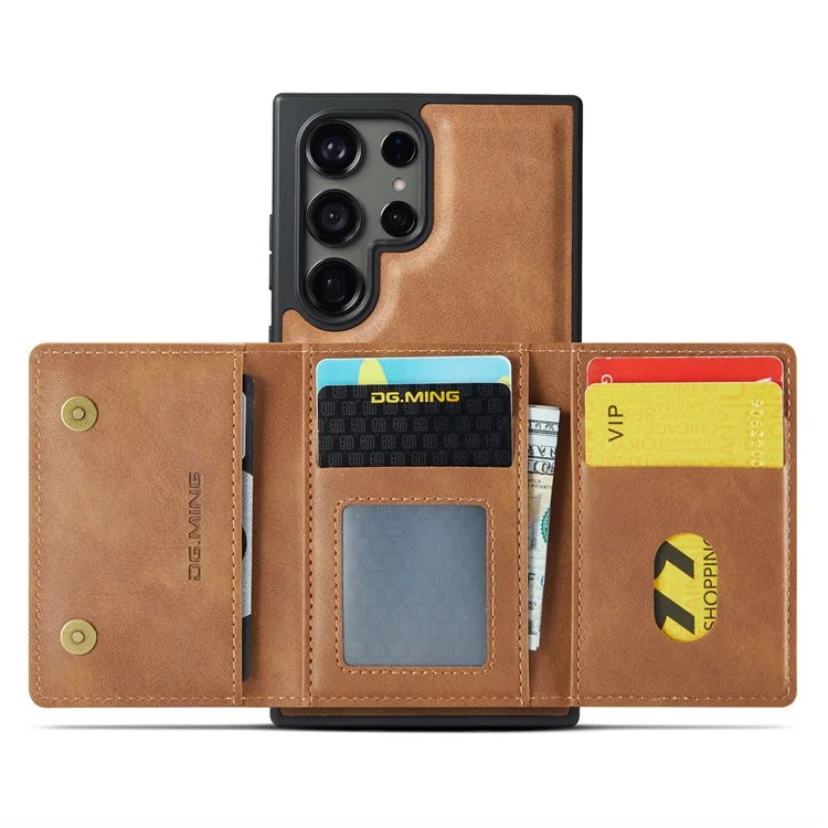 DG.MING M5 Series For Samsung Galaxy S23 Ultra Case Magnetic Zipper Wallet Phone Cover