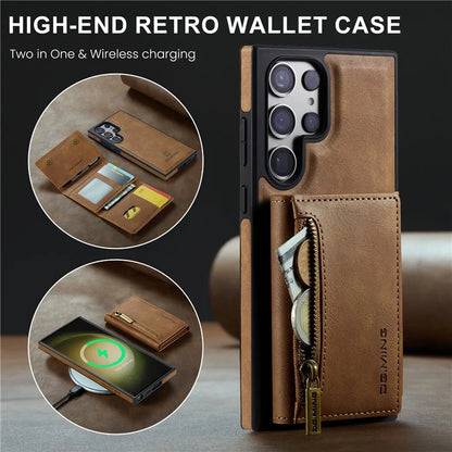 DG.MING M5 Series For Samsung Galaxy S23 Ultra Case Magnetic Zipper Wallet Phone Cover