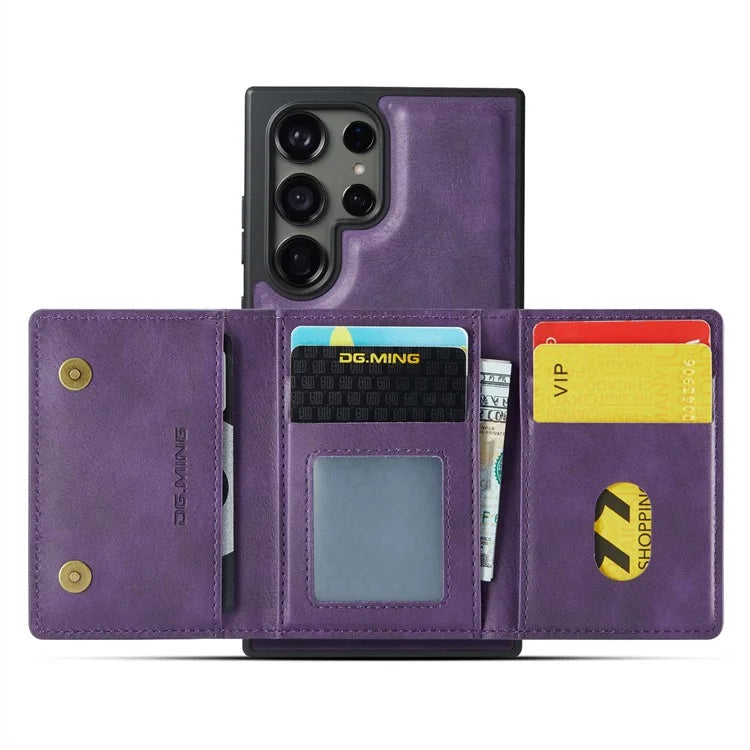 DG.MING M5 Series For Samsung Galaxy S23 Ultra Case Magnetic Zipper Wallet Phone Cover