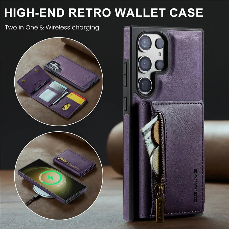 DG.MING M5 Series For Samsung Galaxy S23 Ultra Case Magnetic Zipper Wallet Phone Cover