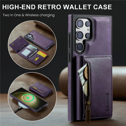 DG.MING M5 Series For Samsung Galaxy S23 Ultra Case Magnetic Zipper Wallet Phone Cover