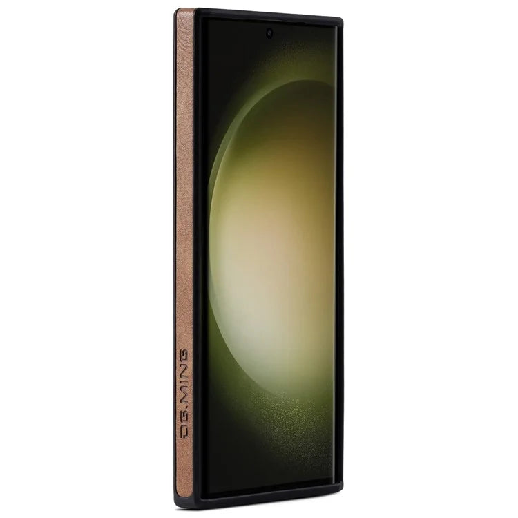 DG.MING For Samsung Galaxy S23 Ultra Case PU Leather+PC+TPU Phone Cover