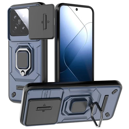 For Xiaomi 14 Cell Phone Cases PC+TPU Anti-fall Kickstand Cover with Slide Lens Protection