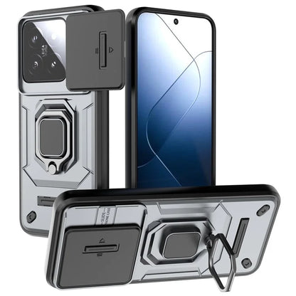 For Xiaomi 14 Cell Phone Cases PC+TPU Anti-fall Kickstand Cover with Slide Lens Protection