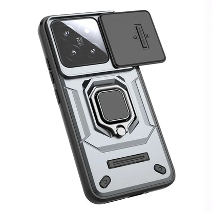 For Xiaomi 14 Cell Phone Cases PC+TPU Anti-fall Kickstand Cover with Slide Lens Protection
