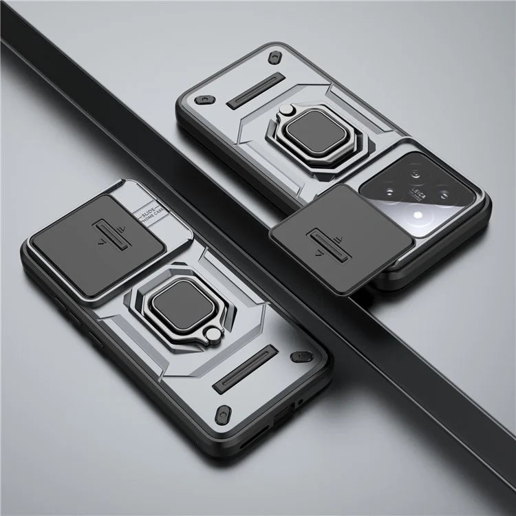For Xiaomi 14 Cell Phone Cases PC+TPU Anti-fall Kickstand Cover with Slide Lens Protection