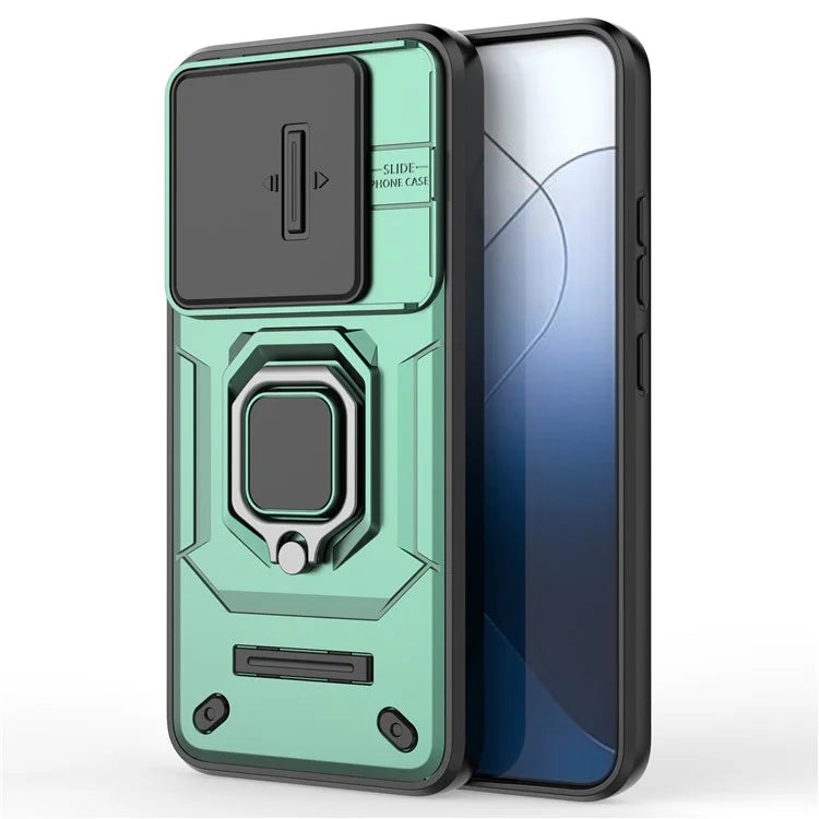 For Xiaomi 14 Cell Phone Cases PC+TPU Anti-fall Kickstand Cover with Slide Lens Protection