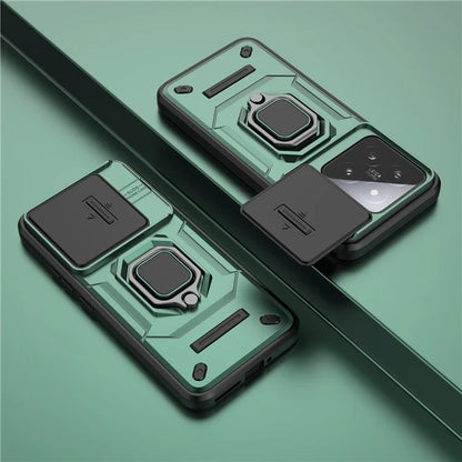 For Xiaomi 14 Cell Phone Cases PC+TPU Anti-fall Kickstand Cover with Slide Lens Protection
