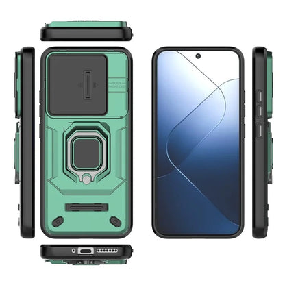 For Xiaomi 14 Cell Phone Cases PC+TPU Anti-fall Kickstand Cover with Slide Lens Protection