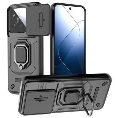 For Xiaomi 14 Cell Phone Cases PC+TPU Anti-fall Kickstand Cover with Slide Lens Protection