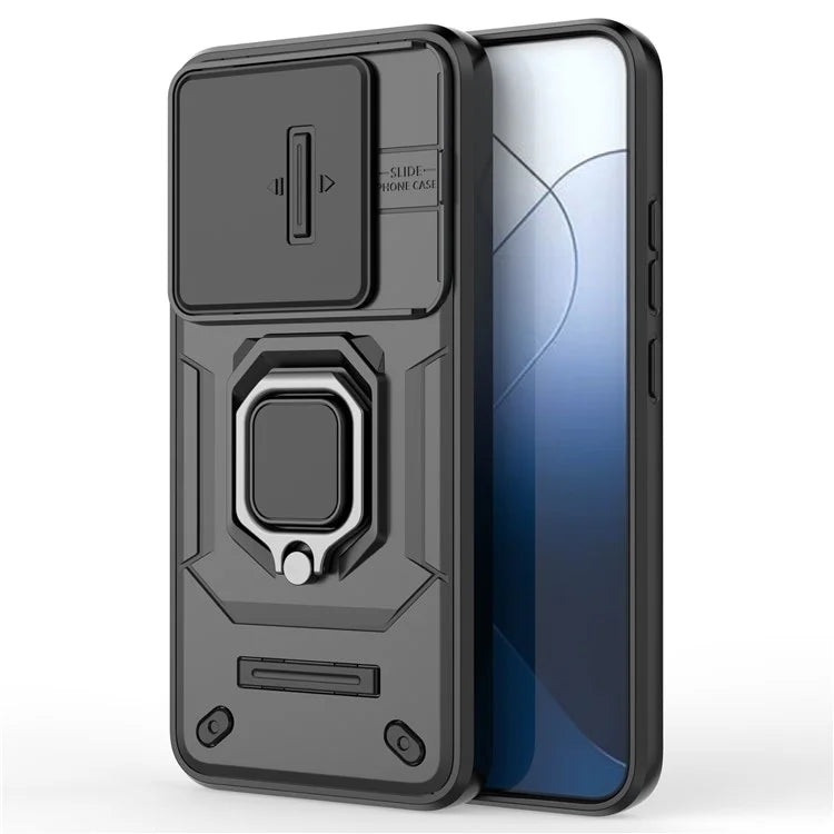 For Xiaomi 14 Cell Phone Cases PC+TPU Anti-fall Kickstand Cover with Slide Lens Protection