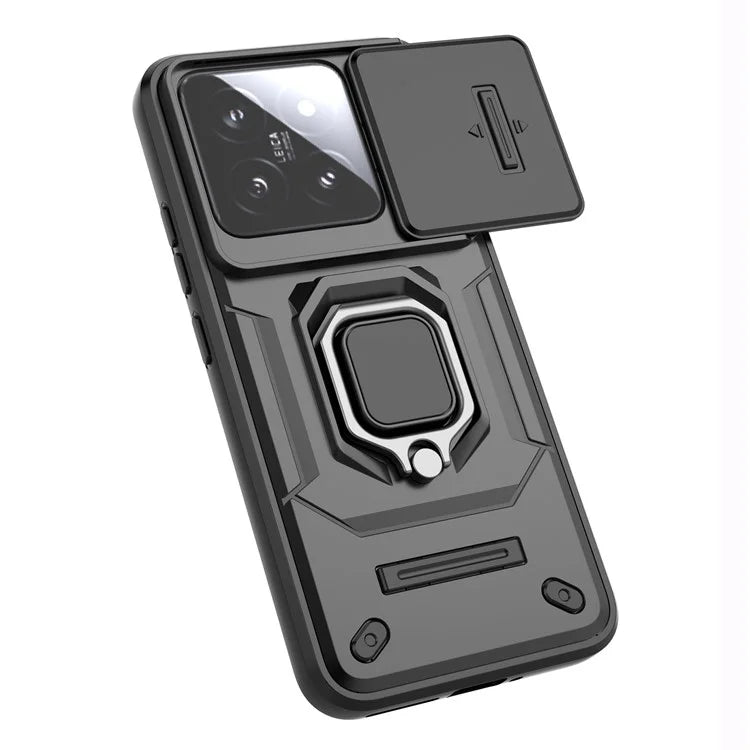 For Xiaomi 14 Cell Phone Cases PC+TPU Anti-fall Kickstand Cover with Slide Lens Protection