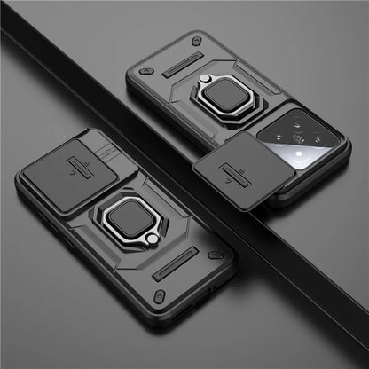 For Xiaomi 14 Cell Phone Cases PC+TPU Anti-fall Kickstand Cover with Slide Lens Protection