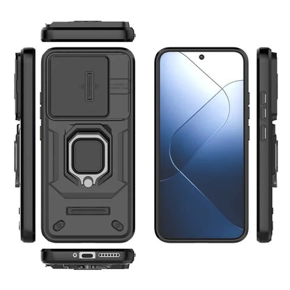 For Xiaomi 14 Cell Phone Cases PC+TPU Anti-fall Kickstand Cover with Slide Lens Protection